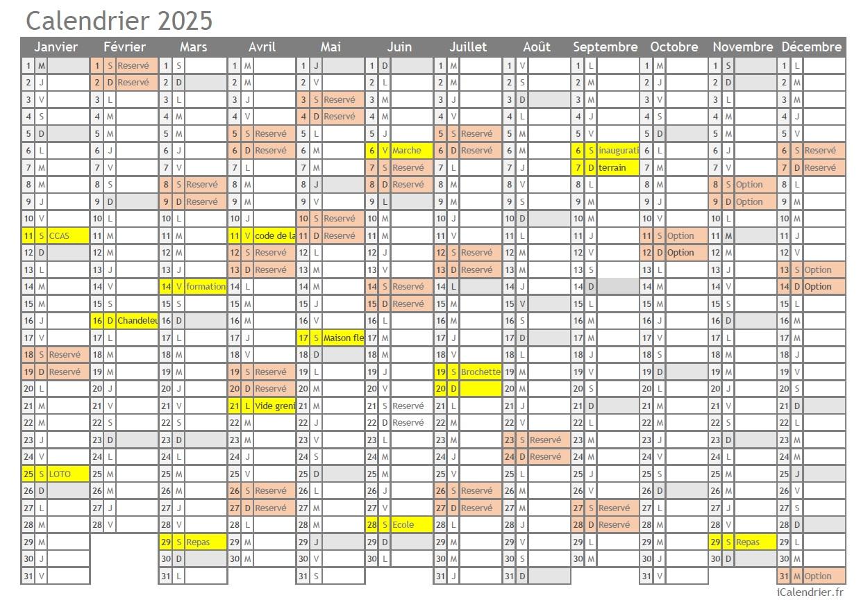 Calendrier 2025